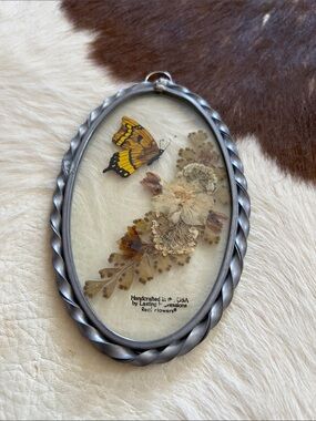 Vintage Dried Flower and Butterfly Window Suncatcher